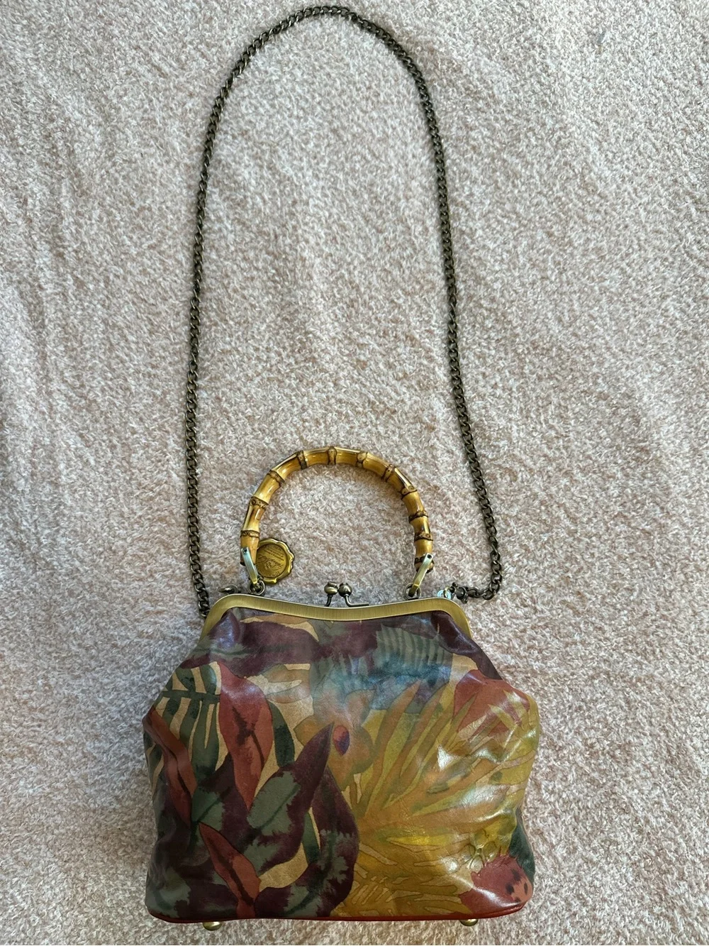 Patricia Nash Tropical Dreams Floral Leather Bamboo Handle 25 Year Anniversary